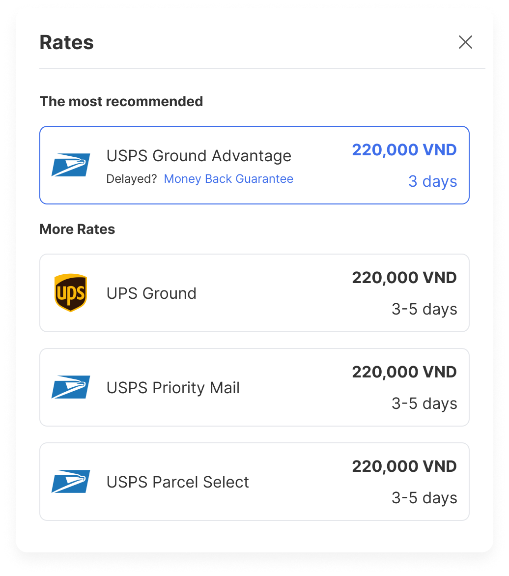 Shipping rates